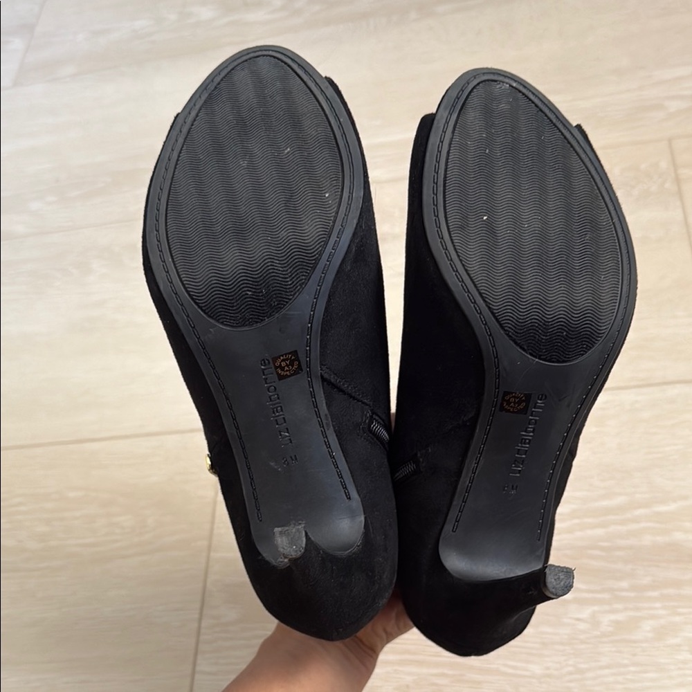 Liz Claiborne Black Peep-Toe Ankle Boots with High Heel - Picture 4 of 8
